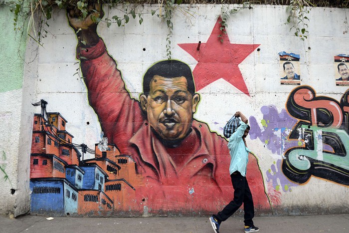 Photo:  A mural of Venezuelan President Hugo Chavez in Caracas